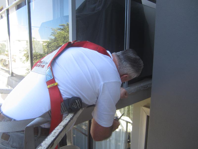 My external balcony inspection from cherry picker