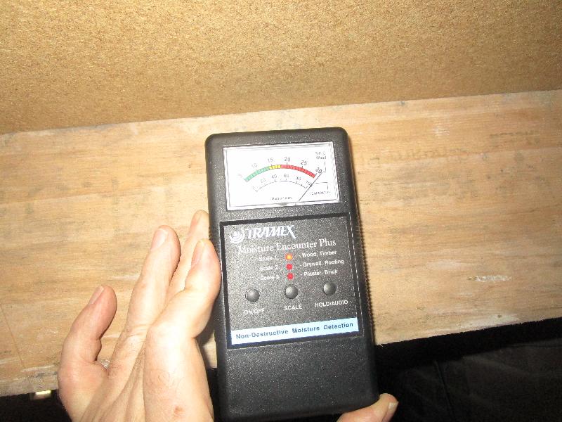 1 year old subfloor joists now measure maximum  moisture meter reading